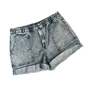 80s Wild Fable Acid Wash Denim Shorts Large Elastic Waist Mom Cheeky High Rise